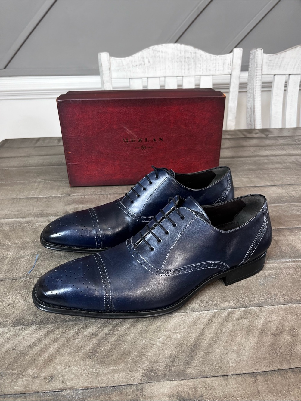 Mezlan Men's Buckland Oxford Navy Men’s Sz 13